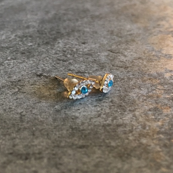 Evil Eye Minimalist Stud Earrings - Picture 5 of 8